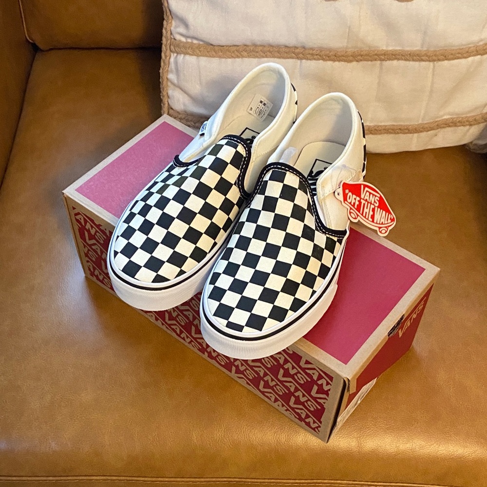 Vans Black and White Checkerboard Slip-Ons